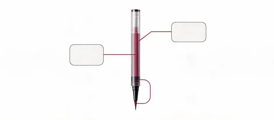 Liquid eyeliner specification worksheet illustration, not a premises map